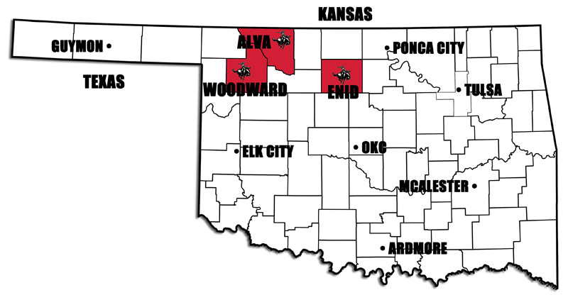 NWOSU locations on Oklahoma map