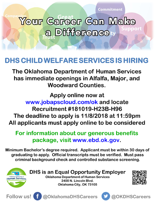 DHS Child Welfare Services jobs poster