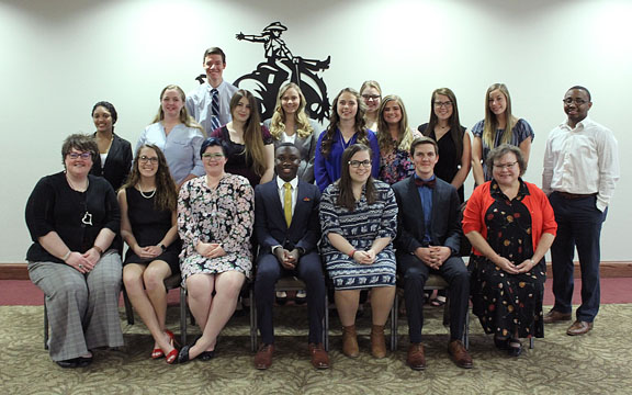 Northwestern Oklahoma State University inducted 23 new members into the Red and Black Scroll Honor Society April 1 during a ceremony in the Student Center Wyatt Room.