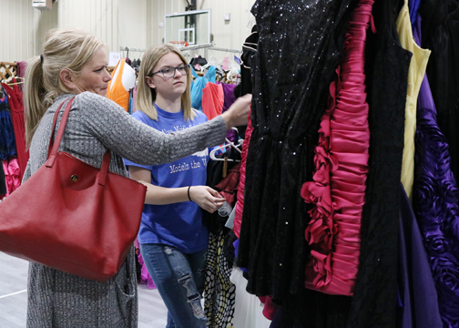 Alva High School freshman Erica Coday (right) and her mom Tricia look for the perfect dress at Primp for Prom.