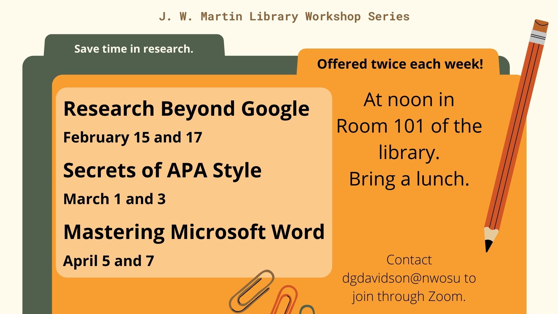 Library Spring Workshops