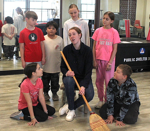 Emily Smith and others in Cinderella rehearsal