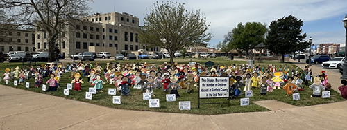 The Care Campus’s “Wooden Children” are on display at the Garfield County Courthouse lawn for the month of April, which is National Child Abuse Prevention Month.