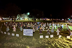 Throughout the month of April, handcrafted wooden child figures—each symbolizing a confirmed case of child abuse or neglect—are displayed on the Garfield County Courthouse lawn.
