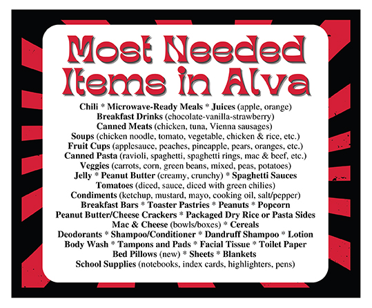 A list of needs for the Campus Cabinet Food Pantry in Alva. This list is also available on the web page at www.nwosu.edu/campus-cabinet.