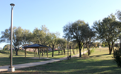 New lighting and a gazebo have been added along the walkway connecting the Northwestern Oklahoma State University and Northern Oklahoma College Enid campuses, thanks to a Built Environment Grant from the Tobacco Settlement Endowment Trust (TSET). The grant is also helping to fund 10 new disc golf pads for the existing nine-hole course.