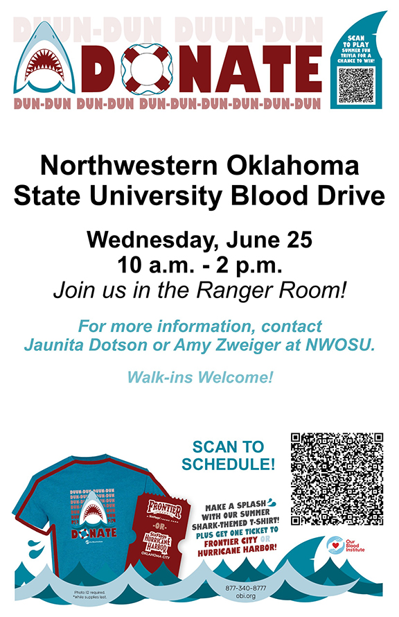 poster giving info about blood drive at Northwestern on June 25