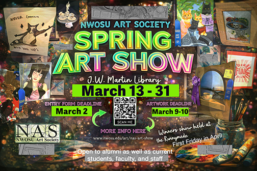 Poster graphic showing details about the Spring Art Show
