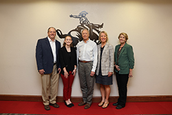 Hadley Bohlen received her $2,000 scholarship from the Oklahoma Society of Certified Public Accountants on Oct. 8. Pictured are (left to right) Northwestern President Dr. Bo Hannaford, Hadley Bohlen, Henry Bickerstaff, Dana Roark and Teri Allen.
