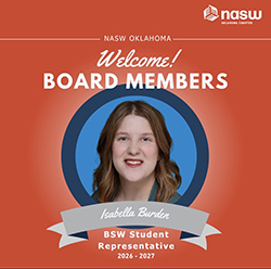 NASW Oklahoma graphic on a red background reading 