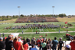 Several high school and middle school bands joined the Northwestern Oklahoma State University Ranger marching band last year for a massed band performance before the homecoming football game.