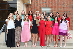 High school seniors who are competing in the 73rd annual Miss Cinderella Pageant Oct. 23-24 at Northwestern Oklahoma State University are (back row, left to right) Kaitlyn Laverty, Miss Laverne; MaKenzi Hamil, Miss Taloga; Mariella Herrera, Miss Cherokee; Randi Shay Wilson, Miss Waynoka; Raelyn Syms, Miss Sharon-Mutual; Madeline Ryerson, Miss Alva; Jaden Gillespie, Miss Mooreland; and Rose Thompson, Miss South Barber (Kansas); (front row, left to right) Adalee Alley, Miss Buffalo; Addyson Petty, Miss Fairview; Kylee Daugherty, Miss Seiling; Chloe Jantz, Miss Burlington; Leah Taylor, Miss Shattuck; Josie Littau, Miss Woodward; Henzley Thomas, Miss Timberlake; and Mackenzie Dulinsky, Miss Ringwood. Both events will be held in Fellers Family Auditorium in Herod Hall.