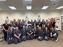 Northwestern Oklahoma State University Charles Morton Share Trust Division of Nursing seniors, faculty and volunteers pictured with local actress Sara Acosta after a mental health simulation on Oct. 7 on the Northwestern-Woodward Campus.