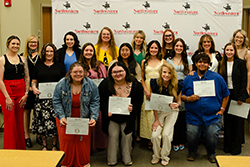 The Northwestern Psi Chi Honor Society in Psychology welcomed 27 new members in an induction ceremony on April 7. Attendees and inductees include (back row, left to right): Mistie Kline; Sophia Arnold; Dennise Gorton; Allyson Boone; Paige Bailey; Catherine Buchanan; Taylor Phillips (middle row, left to right): Dr. Bailey Lancaster; Brandi Layton; Jaydan Coffman; Guadalupe Giron; Cadence Long-Torres; Haylee Jantz; Katelyn Breedlove (front row left to right): Jennifer Bicknell; Julie Green; Jennifer O’Donnell; Pedro Martinez Inducted but not present: Elizabeth Bales, Samora Collins, Cierra Cook, Elizabeth Dang, Emily Flores, John Hofferber, Taylor Larsen, Louis Miele, Beatriz Penaflor, Heather Rogers, Halie Shirley and JoEllen Worthington.