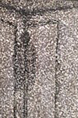 Pointillism marker drawing depicting a figure standing in a doorway, created entirely with small dots in black and gray tones.