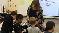 Serah Watson, fourth-grade teacher and inaugural recipient of the “Teach Like a Ranger” recognition, teaches her students in her classroom at Adams Elementary in Enid.