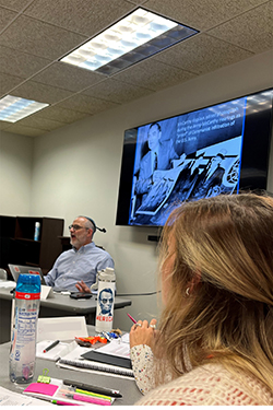 Eric Pullin, a Teaching American History lecturer, addresses teachers at the 2024 Teaching America Workshop at the Northwestern-Enid Campus. This year’s workshop on Black Wall Street is scheduled for Nov. 14.
