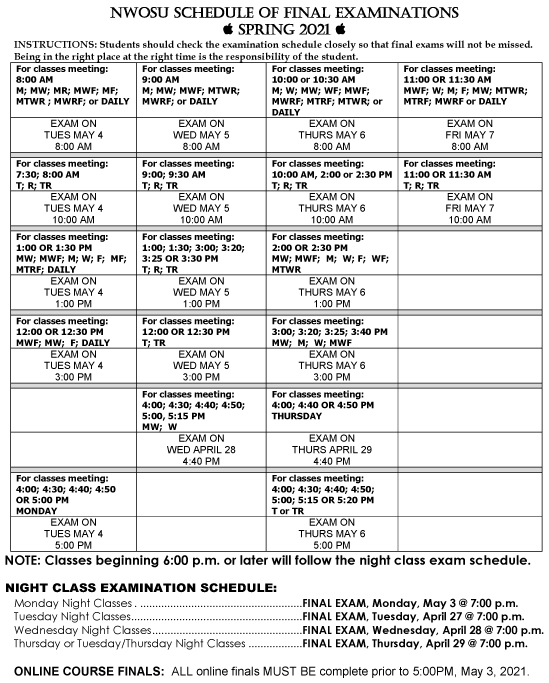 Oklahoma State University Academic Calendar Spring 2021