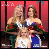 Miss Northwestern's Teen 2026, Lauren Thomason, Miss Northwestern 2026 Abbey Elam, and Miss Northwestern's Star 2026 Hadleigh Duggar.