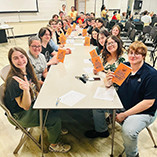 Members of the large cast for “Hard Boiled: A Nursery Crime” at NWOSU gather for a table read as they kick off rehearsals for the production for young audiences. The play is open to the public on Nov. 22 at 2 p.m. in Herod Hall.