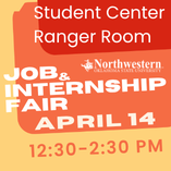Event flyer for the NWOSU Spring Job and Internship Fair on April 14, 2026, from 12:30 to 2:30 p.m. in the Student Center Ranger Room.