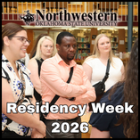 DNP students and community members listen to a presentation by one of the 2025 Northwestern DNP graduates in the J.W. Martin Library during residency week.