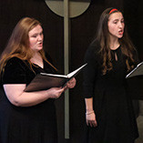 Members of the University Singers – biology majors Rylee Ott, Forgan junior, and Jenna Johnson, Mustang freshman -- perform at the Alva First Presbyterian Church in March 2026. The last concert of the season is on May 1 at 7 p.m. at the church location.