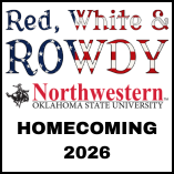 Promotional graphic for Northwestern Oklahoma State University Homecoming 2026. Bold text reads 