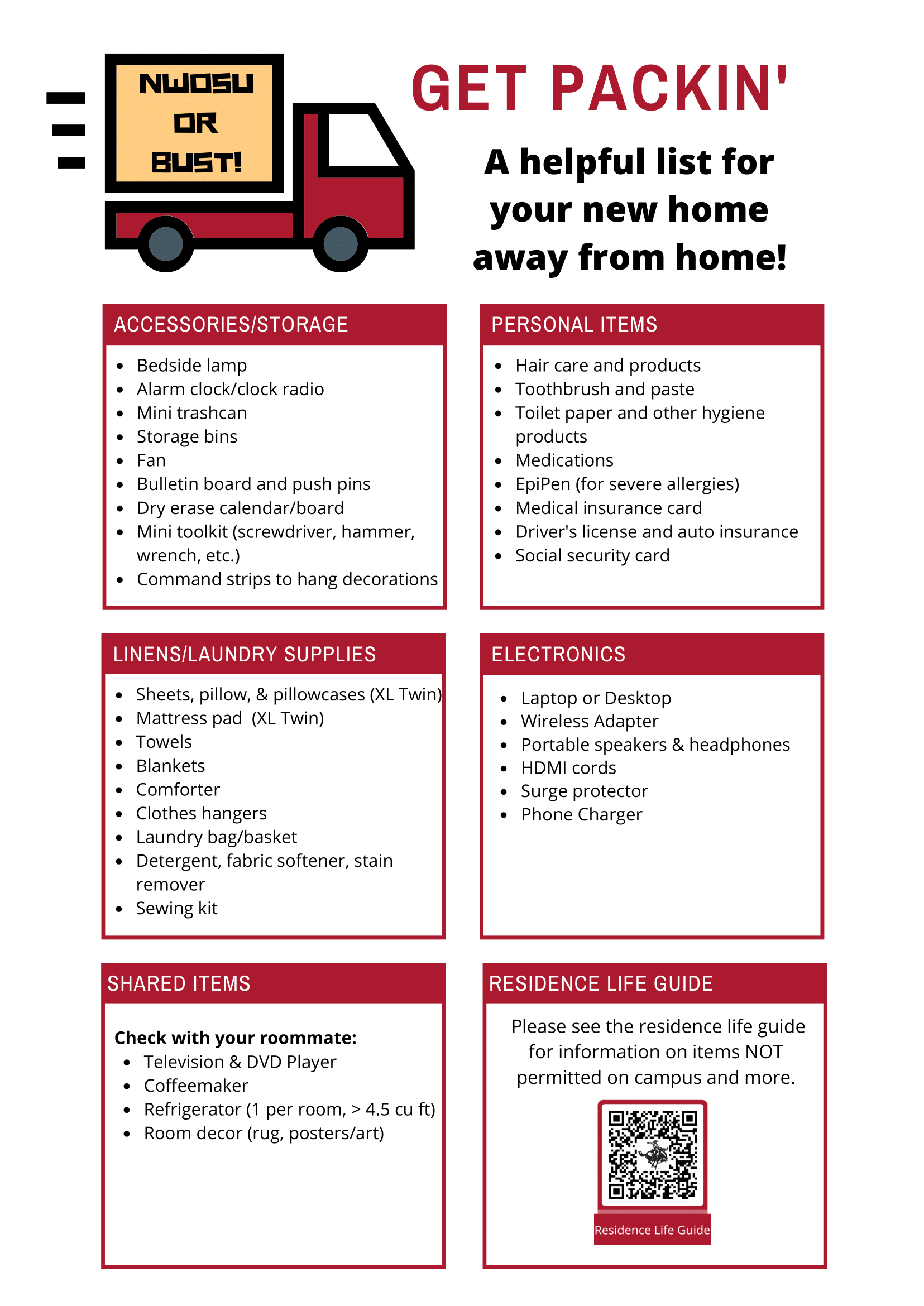 packing checklist for university housing northwestern schedules for babies