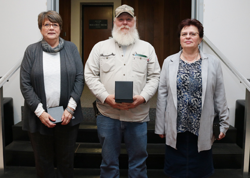Northwestern’s 15-year service award recipients are (from left to right) Janet Cook, Monty Herren and Dr. Cornelia Mihai. Not pictured is Kevin Fields.