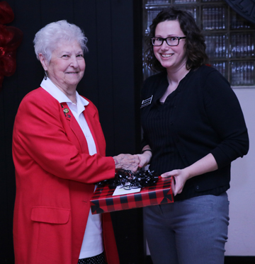 Kristin Mravinec (right) was presented with the Thelma Crouch Staff Employee of the Year award from its namesake.