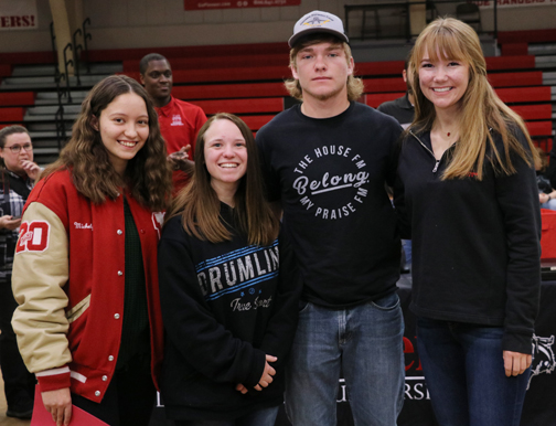 The four $300 scholarship recipients are (left to right) Michelyn Stevens from Kremlin-Hillsdale High School, Kaylin Blatchford from Cleveland High School, Tabor Budy from Waynoka High School and Carli Seabolt from Perry High School.