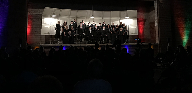 Northwestern choir members entertain the audience in the Alva Independent School Bus Barn during their spring 2019 Soundscapes concert. Soundscapes V will take place Saturday, May 1, at 7 p.m. in the same location.