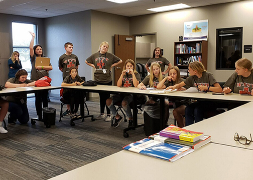 Twenty-three area students attended MASH Camp to learn about careers in healthcare. MASH Camp is a collaborative project between Northwestern and Northwest Technology Center. Students pictured are preparing for hands-on CPR training.