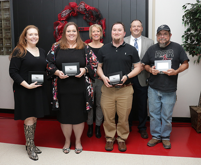 Northwestern’s 10-year service award recipients are (from left to right, back row) Dana Roark, Dr. Bo Hannaford, (front row) Dr. Kathryn Lane, Alica Hall, Jeremy Judd and Matt McGuire. Not pictured are LesLee Bradt, Tara Miller and Dr. Wei Zhou.