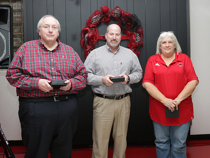 Northwestern’s 15-year service award recipients are (from left to right) Mark Bagley, Dr. Aaron Mason and Markangela Kinnett.