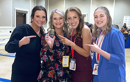 Celebrating Paige Fischer’s win of the 2024 Miss Oklahoma Director of the Year award for her work with the Miss Northwestern contest are (left to right) Megan Spray, 2024 Miss Northwestern; Fischer; Emily Smith, 2023 Miss Northwestern and 2024 Miss Tulsa County; and Christina Jenlink, 2024 Miss Northwestern’s Teen.
