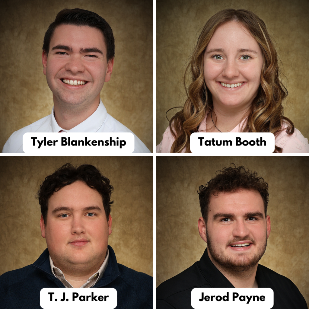 English Education – Tyler Blankenship of Macomb at Alva High School Health and Sports Science Education – Tatum Booth of Texhoma at Waynoka Elementary School; T.J. Parker of Kingfisher at Dover Elementary School; Jerod Payne of Valley Center, Kansas, at Alva Middle School