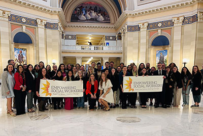 Social Work students and faculty joined social work students and practitioners from across the state last month at the Oklahoma Capitol for the 2024 National Association of Social Workers, Oklahoma Chapter (NASW-OK) Legislative Education and Advocacy (LEAD) Day.