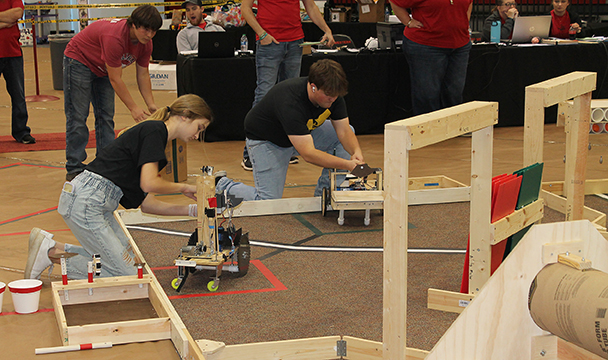 Alva High School students placed first in the Robot Game contest during the Heartland BEST Robotics competition.