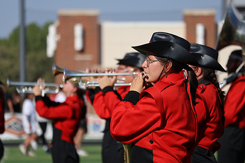 The Ranger Band performs during halftime of the Homecoming football game Oct. 5.
