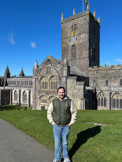 John Cloud, a senior Northwestern Oklahoma State University Computer Science major from Enid, visits St. David’s Cathedral in Haverfordwest, United Kingdom. Cloud was selected as a Brad Henry International Scholar and is currently spending the Spring 2025 semester abroad at Swansea University in Swansea, Wales, United Kingdom.