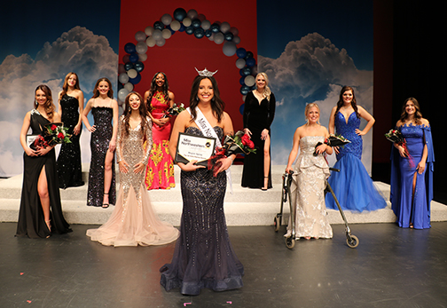 Miss Northwestern Delegates: Gracie Myatt, People’s Choice Award and second runner-up; Laura Blair; Reagan Hiner; Diamond Choate; Valerie Nzeakor, first runner-up; Megan Spray, Miss Northwestern and top ad/patron donation seller; Mallory Paruszewski; Cora Beth Taylor, third runner-up; Mattie Pitts and Riley Hensley, fourth runner-up.