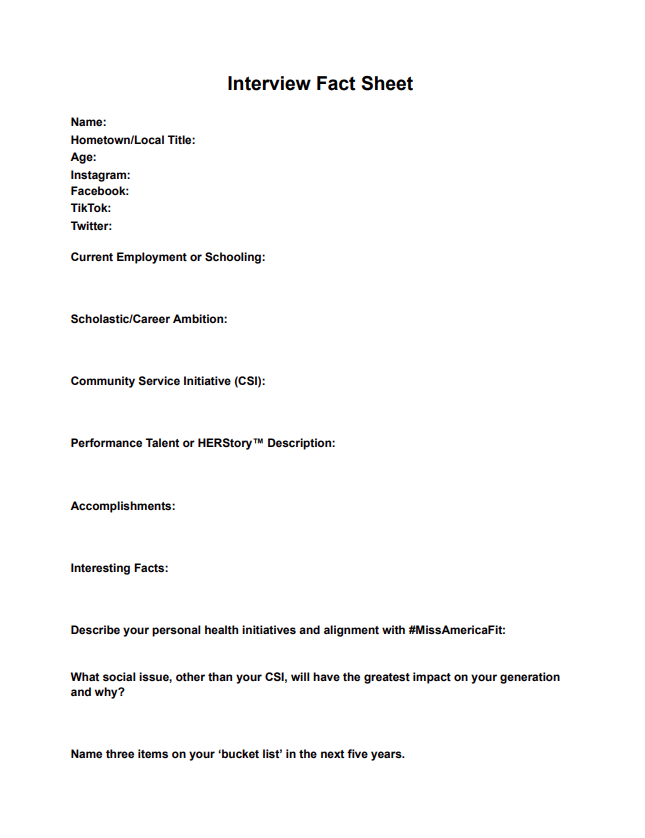 interview fact sheet example