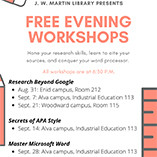jw martin library staff plans upcoming workshops