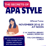 J.W. Martin Library Staff Presents Upcoming Workshop ‘The Secrets of APA Style’
