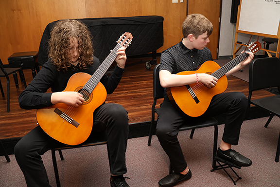 Noah Webb and MacGregor Brennan presented the top middle school ensemble performance at the Northwestern Oklahoma State University Guitar Festival March 31 in Alva.