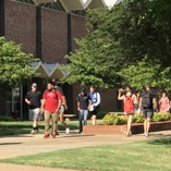 Students walking on the Alva campus of Northwestern Oklahoma State University.