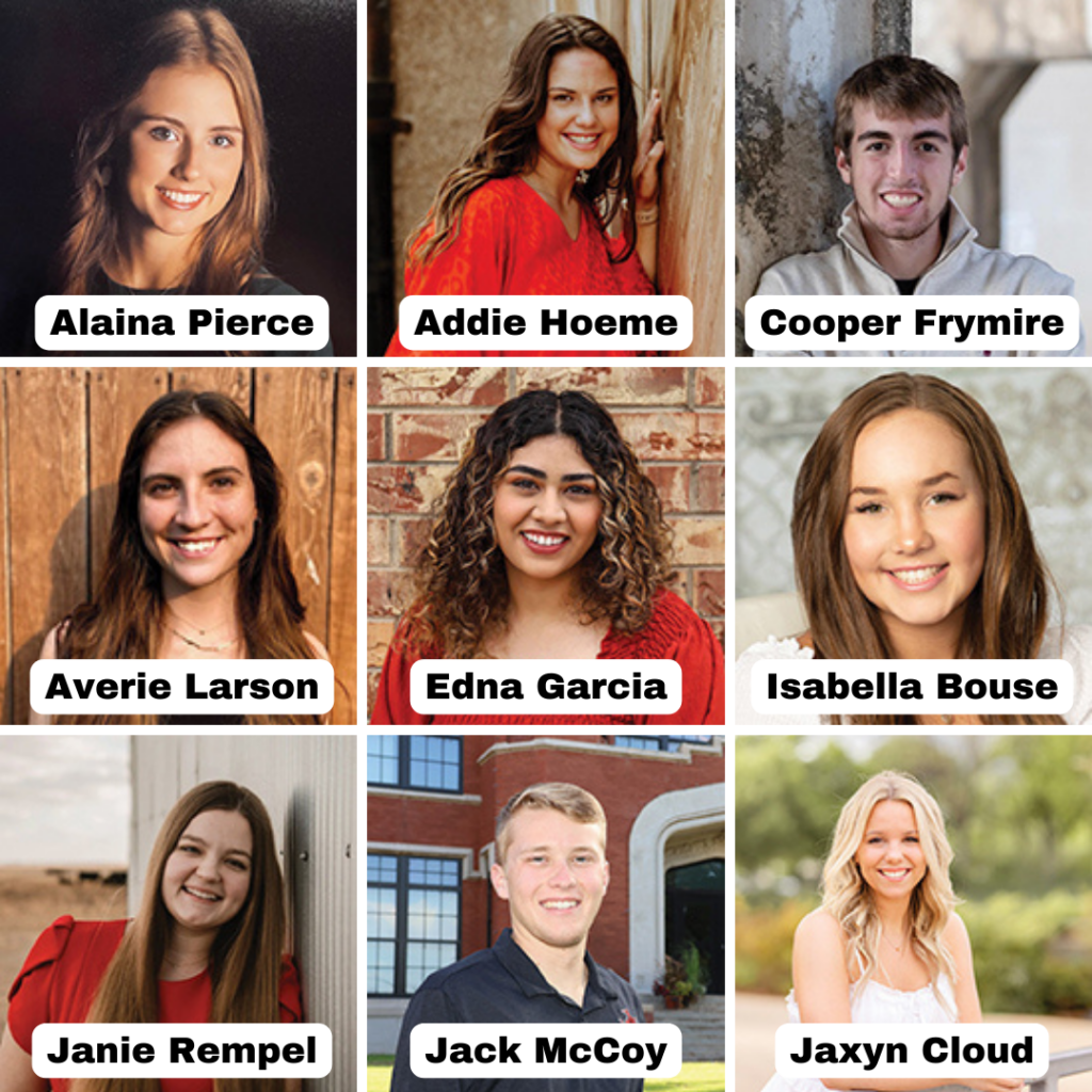 Top Row (Left to Right): Alaina Pierce, Addie Hoeme, Cooper Frymire; Middle Row: (Left to Right): Averie Larson, Edna Garcia, Isabella Bouse; Bottom Row (Left to Right): Janie Rempel, Jack McCoy, Jaxyn Cloud