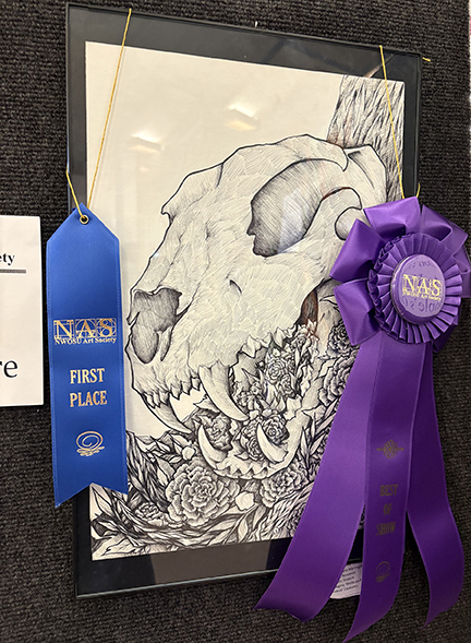 Elayna Warrington’s drawing named “En Recuerdo” is the Best of Show winner in the Student Division of the Northwestern Art Society Art Show.